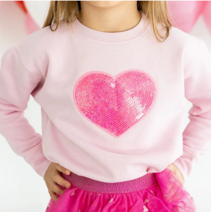 Heart Sequin Patch Sweatshirt