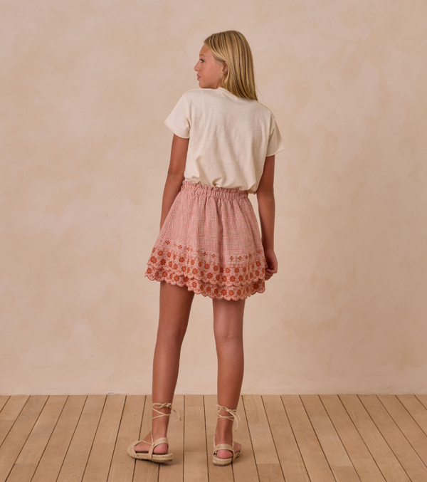 Teen Rose Mini Skirt, Poppy Gingham