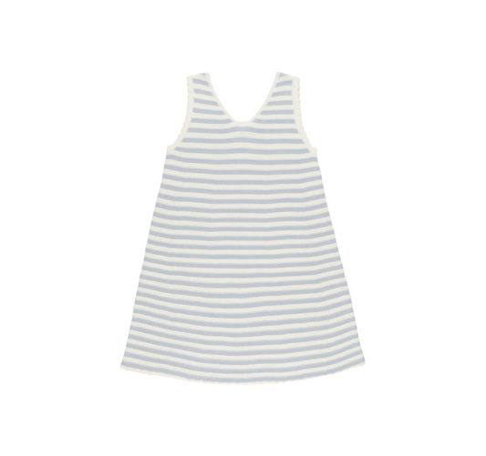 Crochet Tank Mini Dress, Blue Stripe | 8-9y - Magpies Paducah