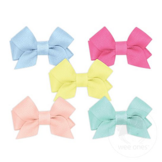 5 Pack Tiny Grosgrain Bows, Coral/Mint - Magpies Paducah