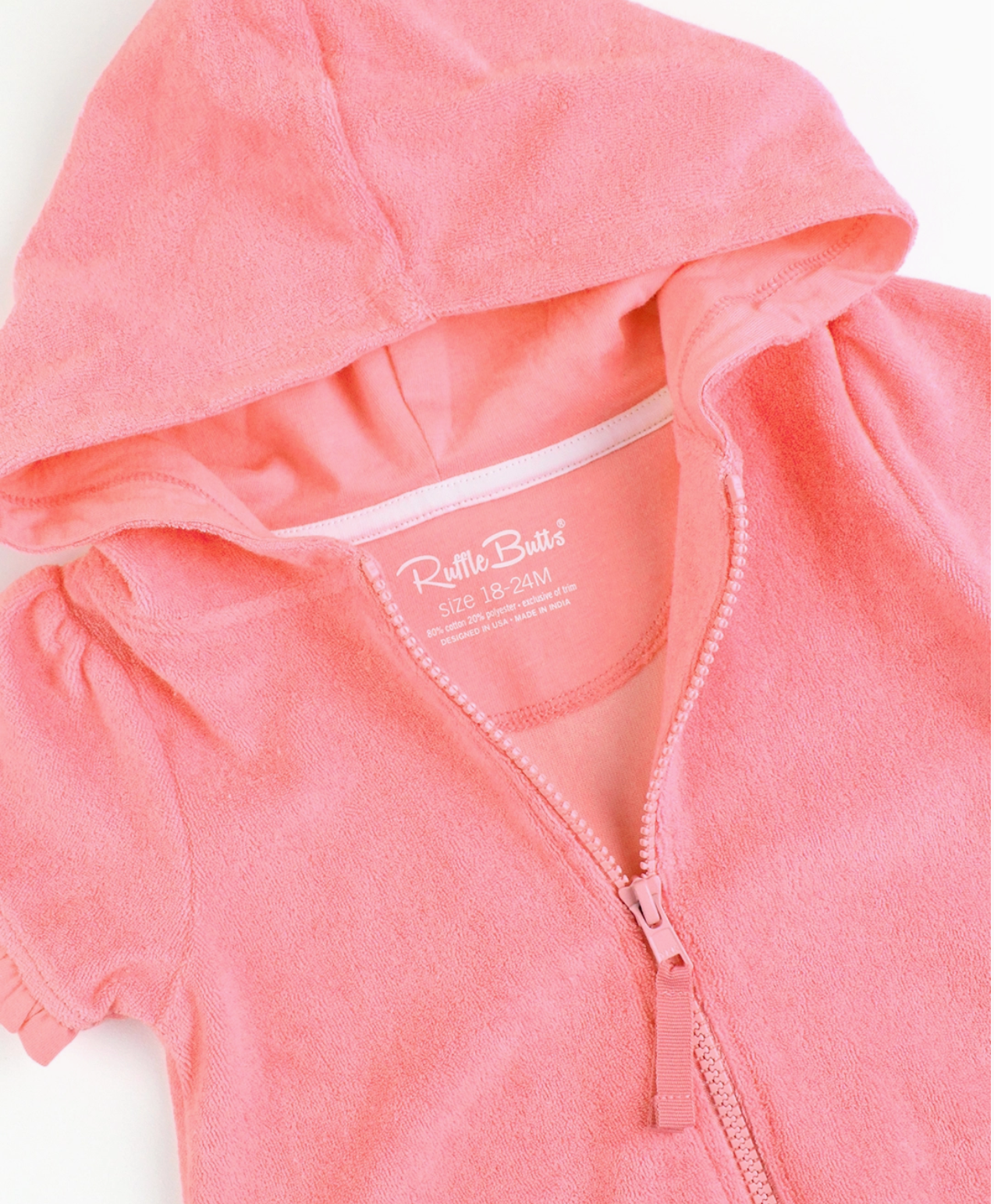 Terry Zip Cover Up, Bubblegum Pink