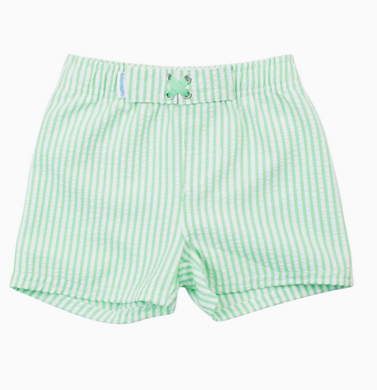 Swim Trunk, Spring Green Seersucker