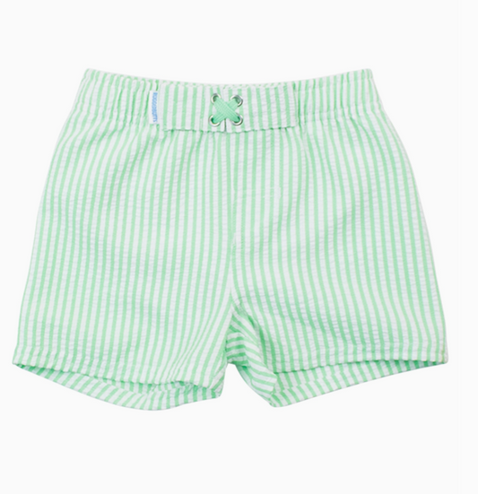 Swim Trunk, Spring Green Seersucker - Magpies Paducah