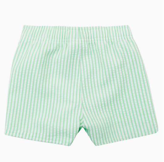 Swim Trunk, Spring Green Seersucker - Magpies Paducah