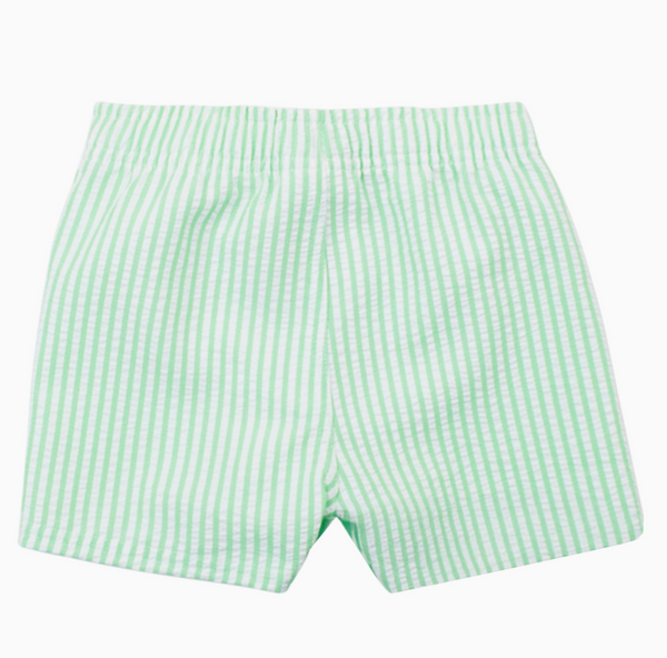 Swim Trunk, Spring Green Seersucker