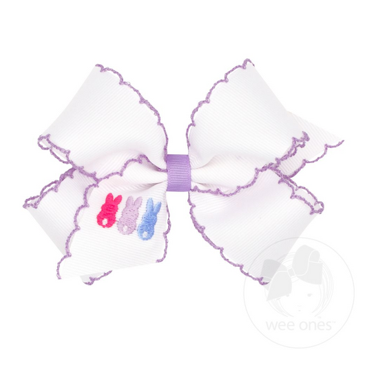 Medium Moonstitch Bow, White/Purple Trim Peeps