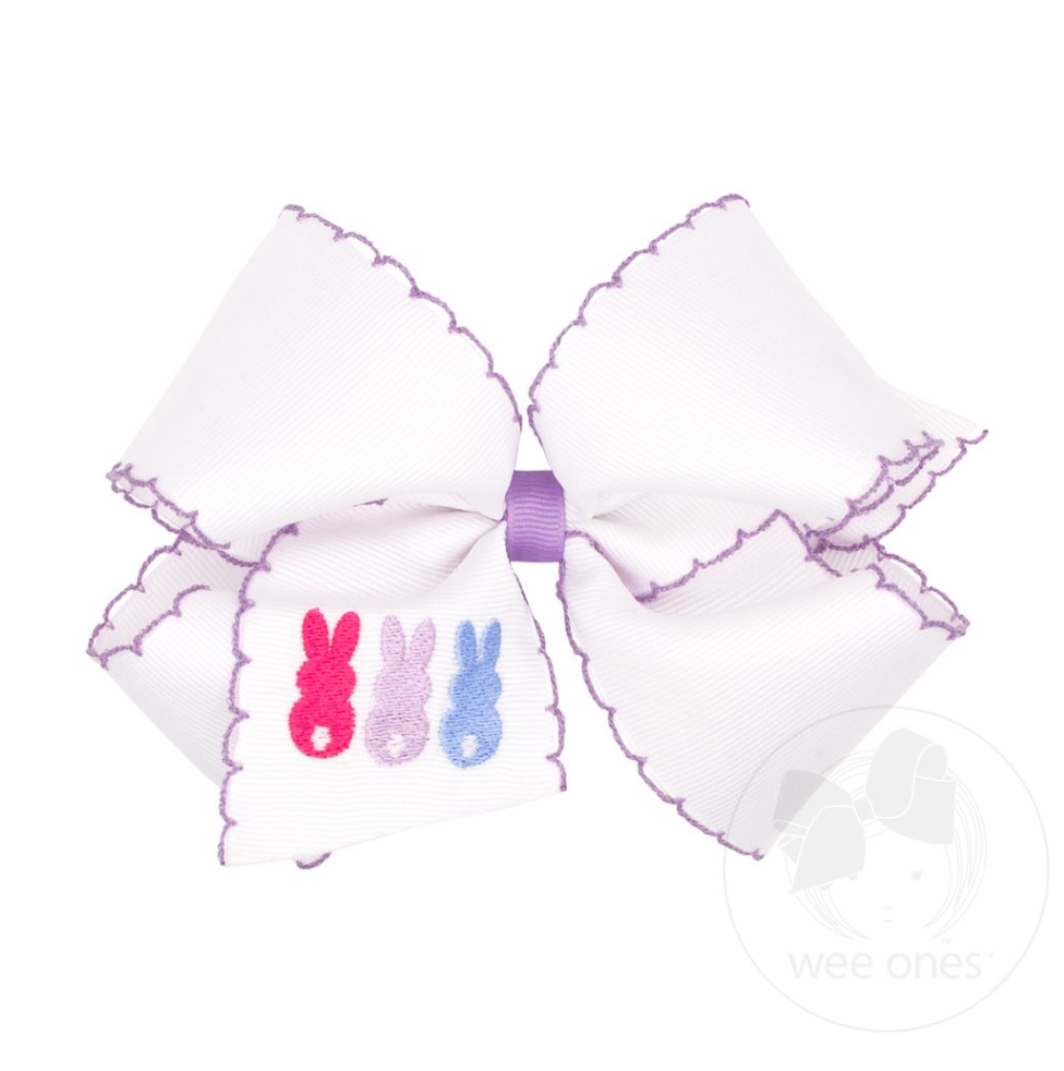 King Moonstitch Bow, White/Purple Trim Peeps