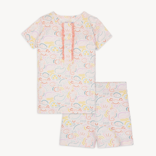 Short Ruffle PJ Set, So-Fish-Ticated - Magpies Paducah
