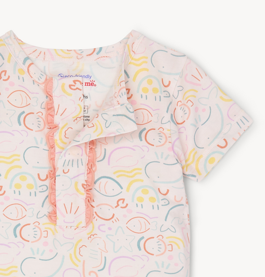 Short Ruffle PJ Set, So-Fish-Ticated - Magpies Paducah