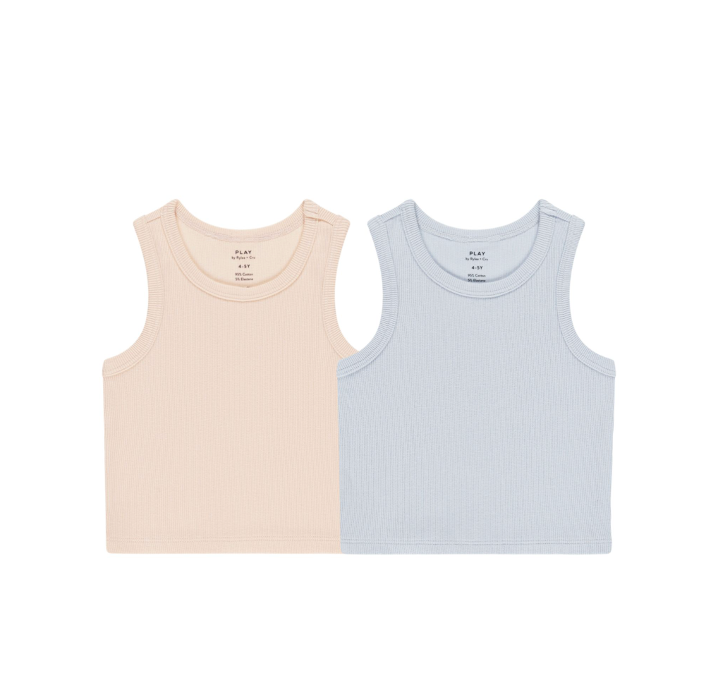 Ribbed Tank Set | Shell, Light Blue