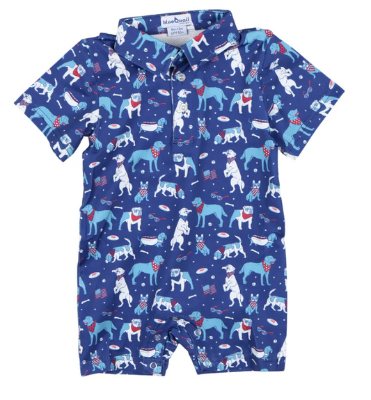 Short Sleeve Romper, Yankee Doodle Dogs