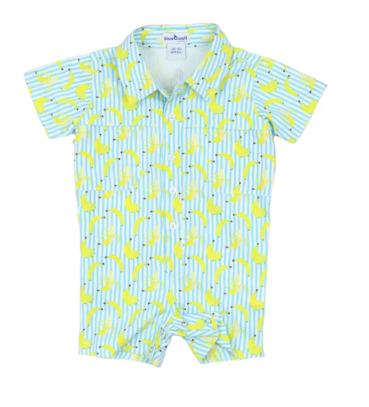Short Sleeve Romper, Bananas - Magpies Paducah