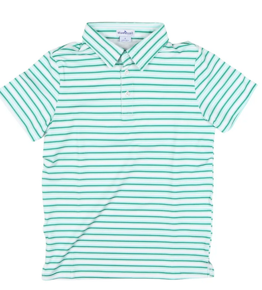 Polo Shirt, Emerald Stripe