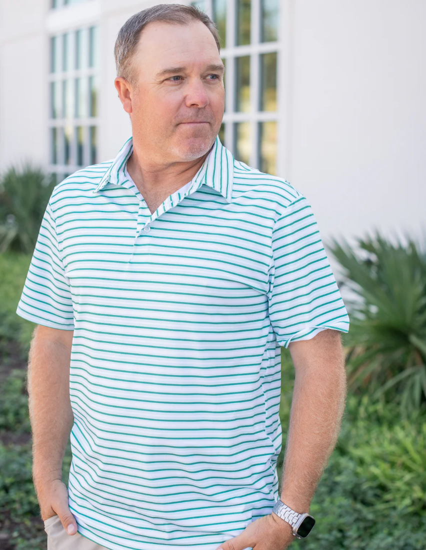 Men's Short Sleeve Shirt, Emerald Stripe