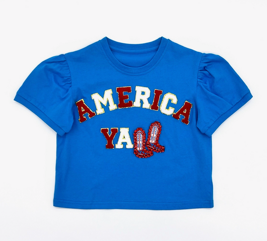 Puff Sleeve Tee, America Y'all - Magpies Paducah