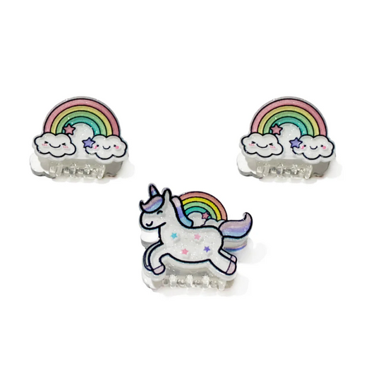 Unicorn, Rainbow Mini Hairclip Set of 3 - Magpies Paducah