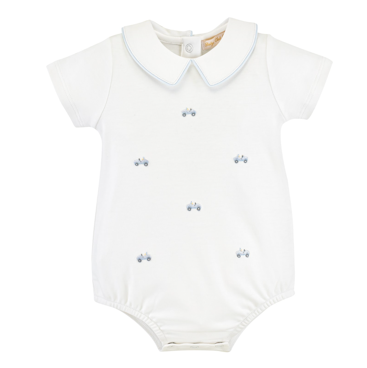 Hand Embroidered Collared Bubble, Blue Car - Magpies Paducah