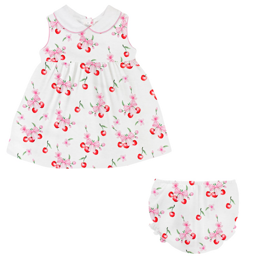 Baby Collared Dress, Cherry Pop - Magpies Paducah
