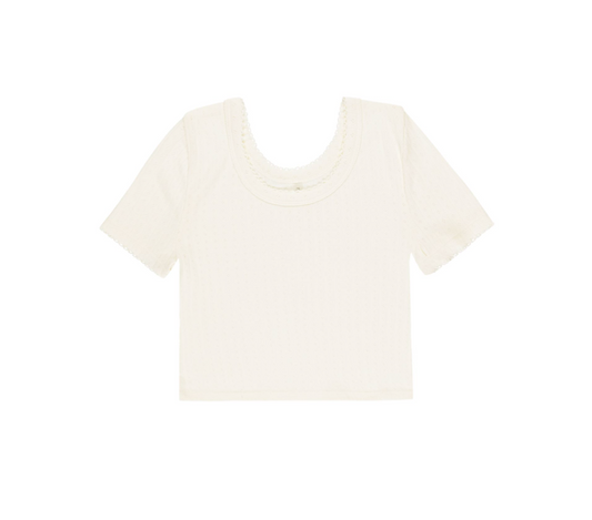 Pointelle Tee, Ivory - Magpies Paducah