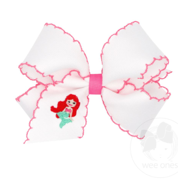 Medium Moonstitch Bow, White/Pink Mermaid - Magpies Paducah