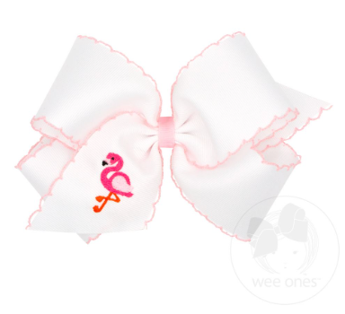 King Moonstitch Bow, White/Lt. Pink Flamingo - Magpies Paducah