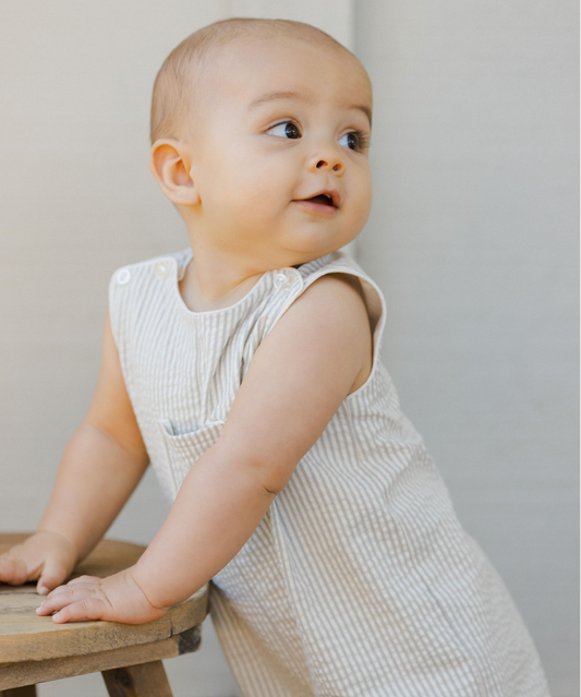Georgie Romper, Sage Stripe - Magpies Paducah
