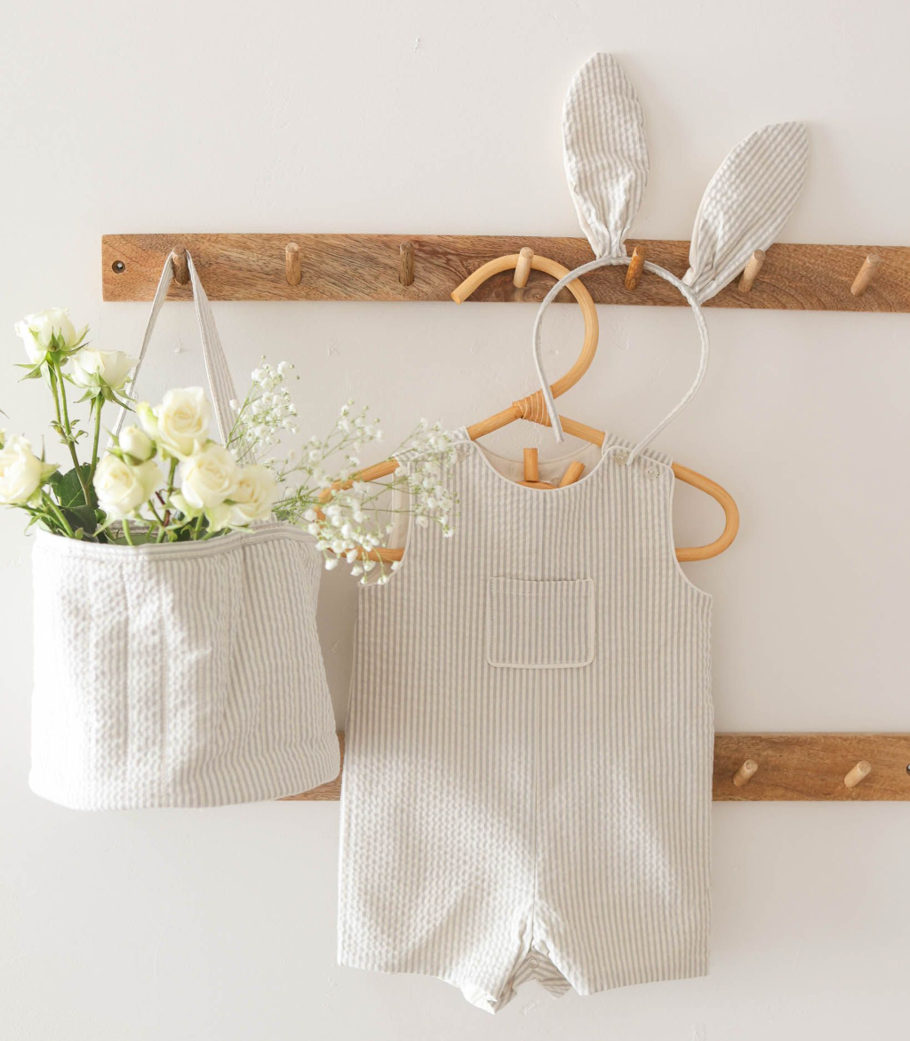 Bunny Headband, Sage Stripe