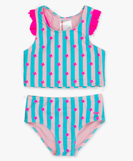 Racerback Flutter Tankini, Neon Star Party - Magpies Paducah