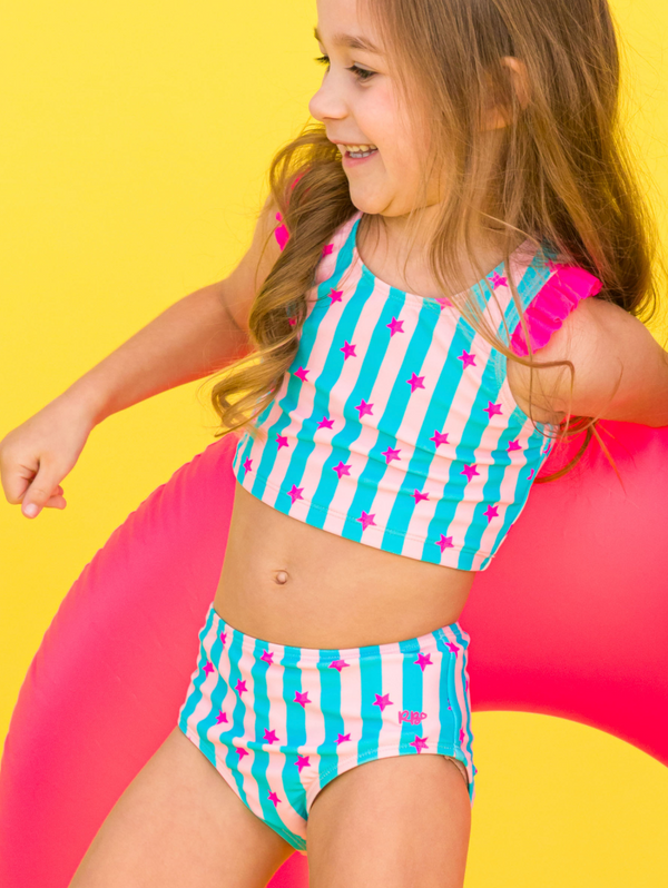 Racerback Flutter Tankini, Neon Star Party