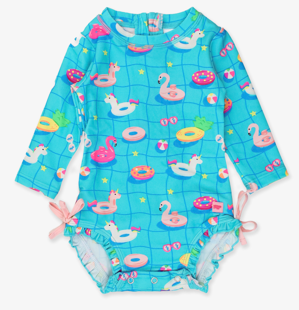 Rashguard One-Piece, Neon Pool Party