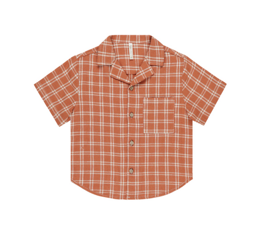 Lapel Collared Shirt, Poppy Check - Magpies Paducah