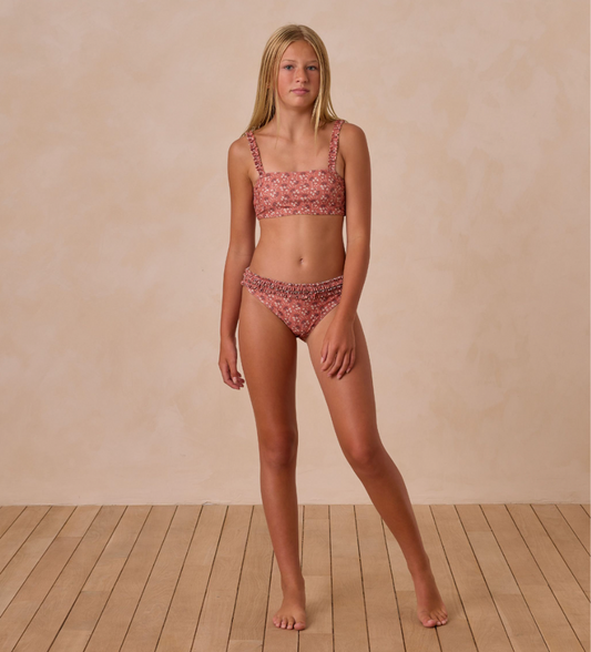 Teen Rouched Bikini, Red Floral - Magpies Paducah