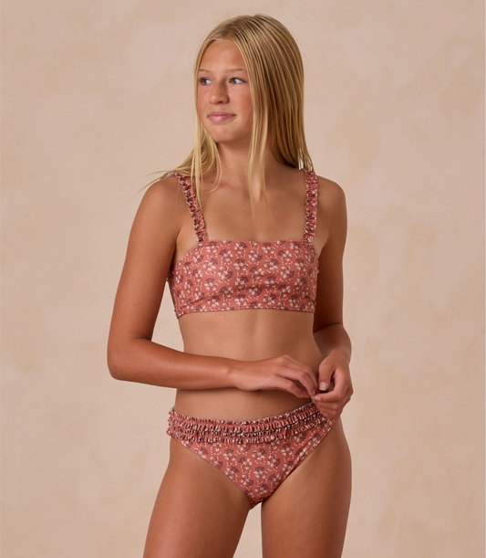 Teen Rouched Bikini, Red Floral - Magpies Paducah