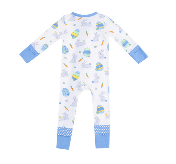 Zipper Romper, Blue Easter Bunnies - Magpies Paducah