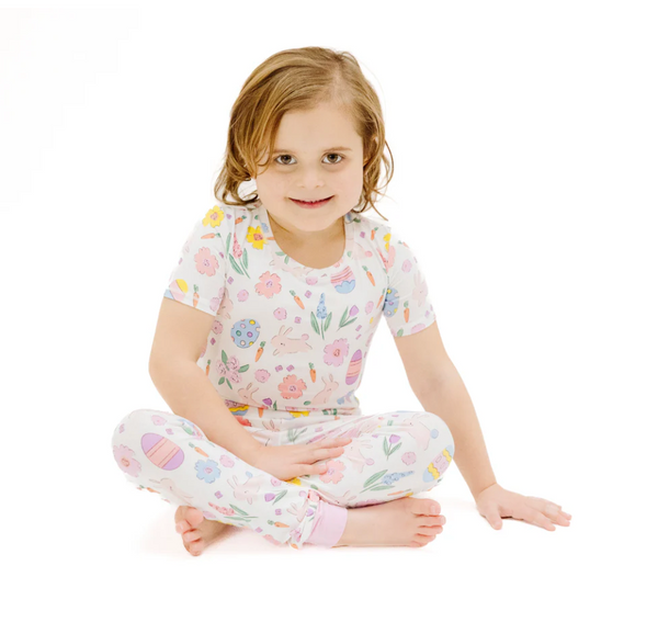 Short Sleeve PJ Set, Pink Easter Bunnies - Magpies Paducah