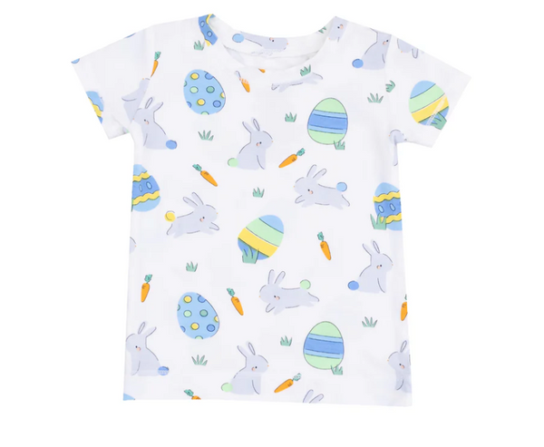 Short Sleeve PJ Set, Blue Easter Bunnies - Magpies Paducah