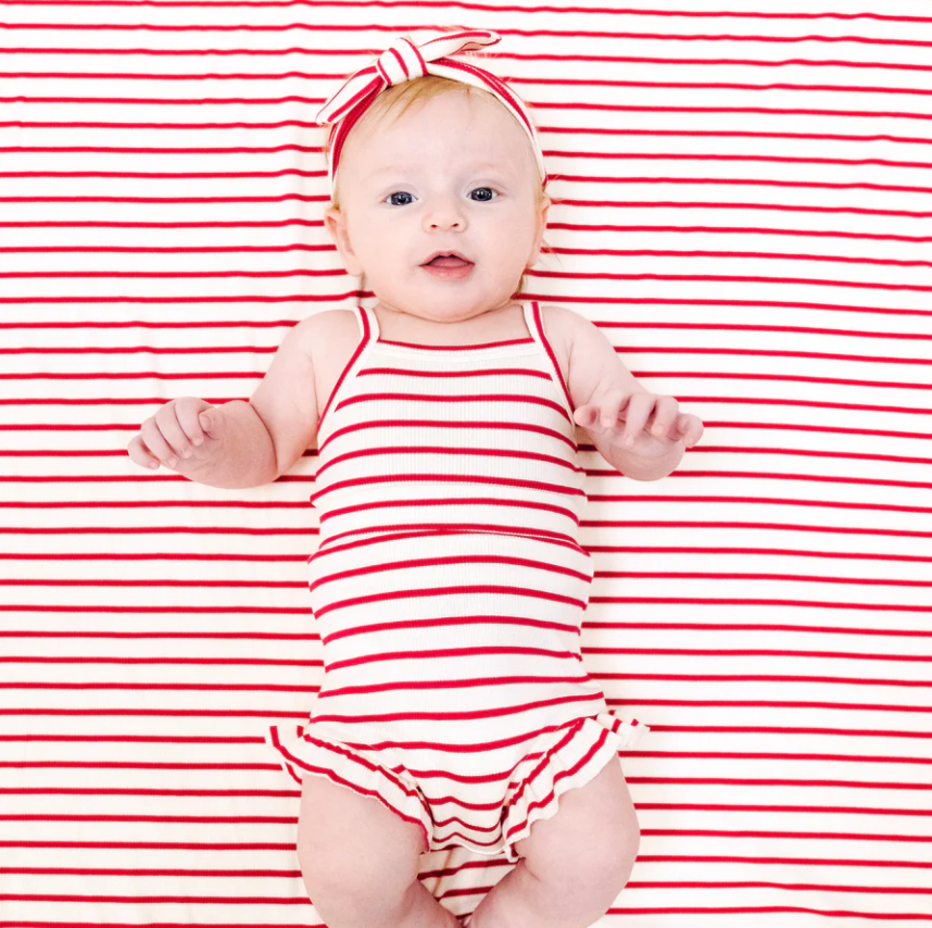 Tank + High Waist Short, Vintage Red Stripe - Magpies Paducah