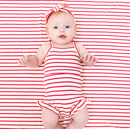 Tank + High Waist Short, Vintage Red Stripe - Magpies Paducah