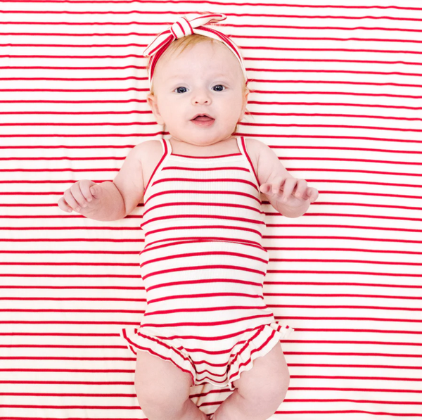 Tank + High Waist Short, Vintage Red Stripe - Magpies Paducah