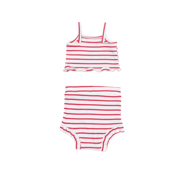 Tank + High Waist Short, Vintage Red Stripe - Magpies Paducah