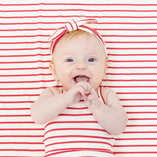 Knot Headband, Vintage Red Stripe | 0-12m - Magpies Paducah