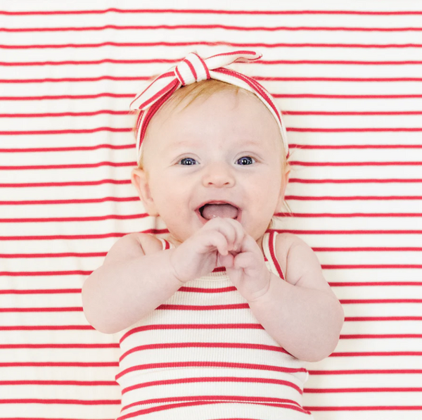 Knot Headband, Vintage Red Stripe | 0-12m - Magpies Paducah
