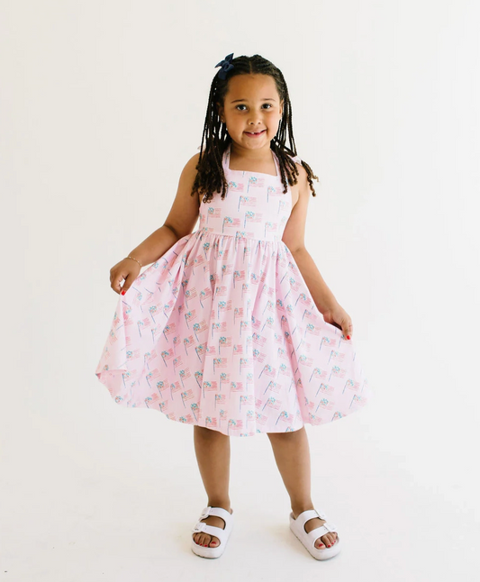 Rosita Dress, Pink Flags