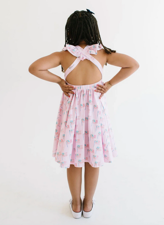 Rosita Dress, Pink Flags
