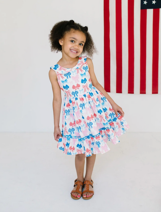 Lara Poplin Dress, Patriotic Bows