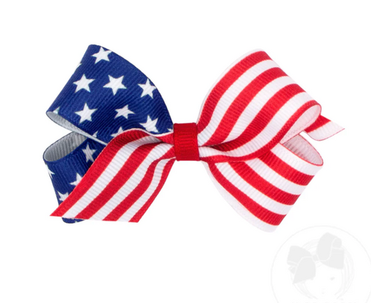 Mini Print Bow, Stars & Stripes