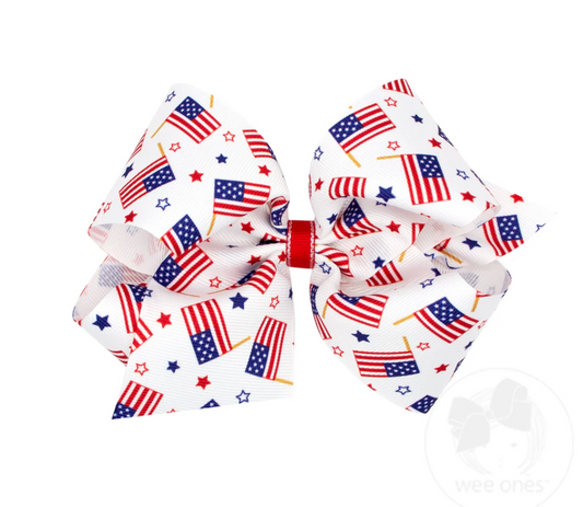 King Print Bow, American Flag - Magpies Paducah