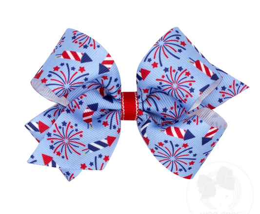 Medium Print Bow, Blue Fireworks