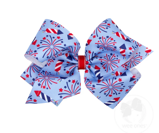 King Print Bow, Blue Fireworks