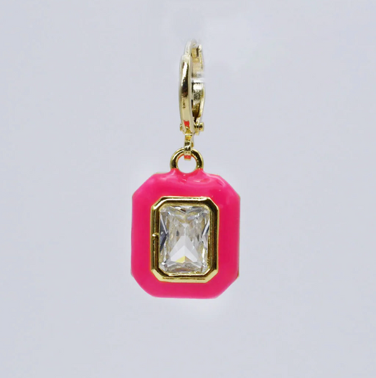 Hot Pink Crystal Pendant Charm - Magpies Paducah